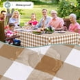 thumbnail image 2 of decorUhome Rectangle Tablecloth, Waterproof Vinyl Flannel Backed Table Cloth, Buffalo Wipeable Plastic Table Cover for Kitchen and Outdoor, Brown and White, 60" x 120", 2 of 9