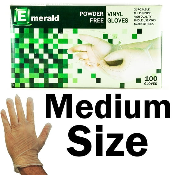 Emerald Shannon Powder-Free Vinyl Gloves – 4 Mil - Box of 100 (Medium)