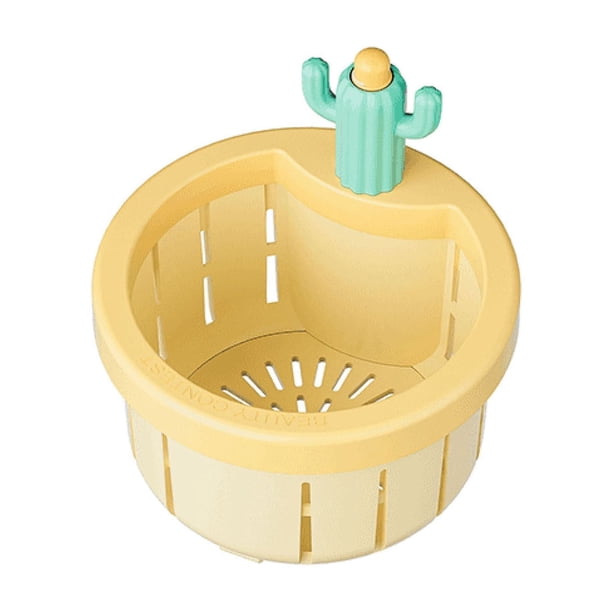 Colador de drenaje para fregadero de cocina Cactus, multifuncional, para uso doméstico, con cesta de drenaje, cesta de elevación de red, cesta de descarga automática a presión, filtro recolector de