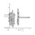 thumbnail image 2 of 925 Sterling Silver Rhodium Plated Polished Cubic Zirconia Leaf Post Earrings 16x6.45mm Wide Stud Earring for Women, 2 of 2