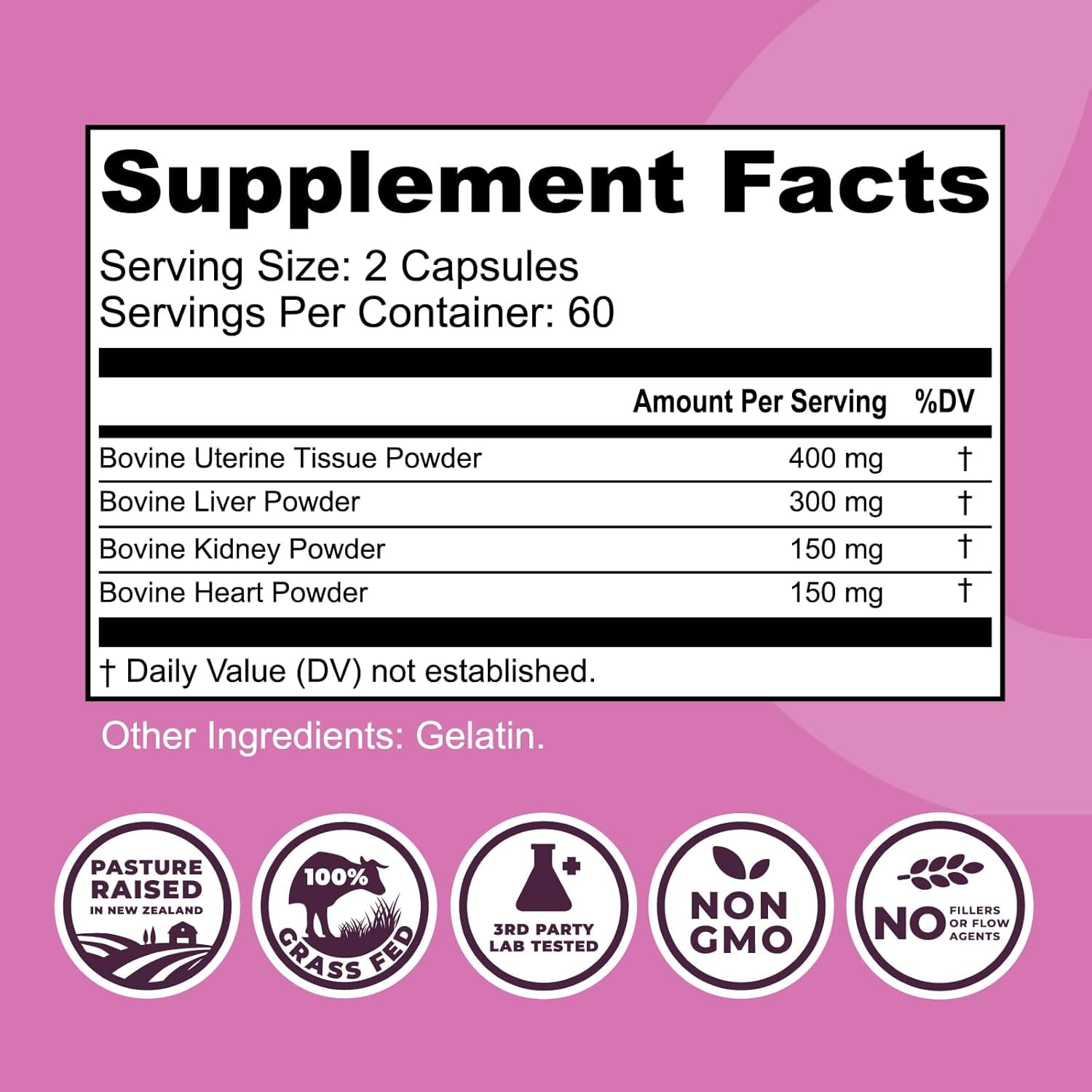 Left Coast Performance Beef Organ Supplement for Women, Unflavored, 120 Capsules