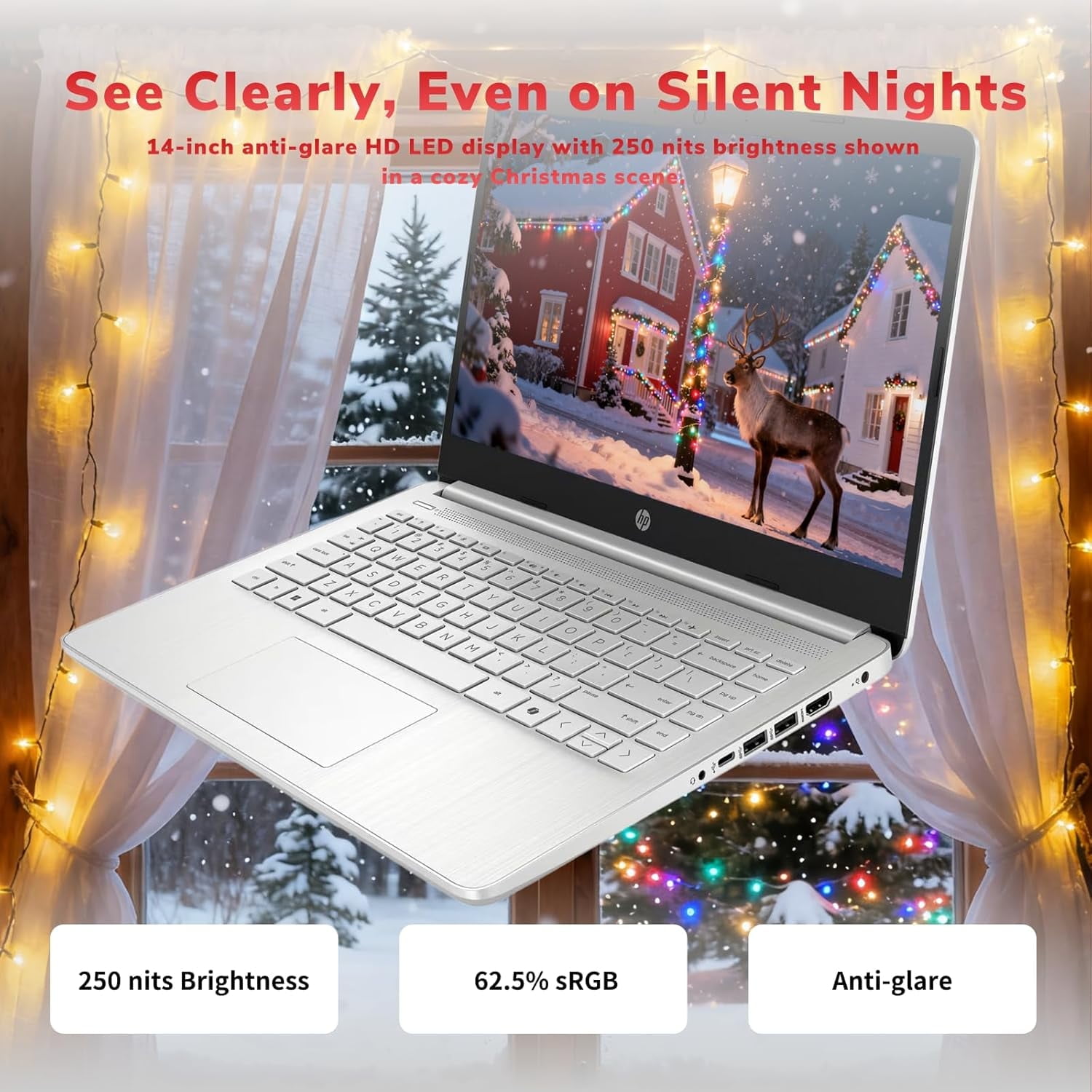 HP 14" Business & Student Portable Laptop, Intel N150 CPU, 16GB RAM, 128GB UFS+256GB MSD Storage, Wi-Fi 6, Copilot AI,Windows 11 Pro, 1-Year Microsoft Office 365, Natural Silver