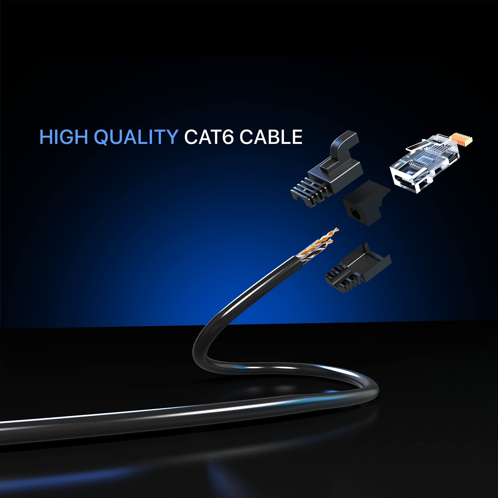 Maximm Cat6 Ethernet Cable 24-Pack 1.5 ft – CCA LAN Network Patch Cords, RJ45, Black