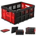 thumbnail image 1 of Collapsible Crate, 55L Foldable Plastic Milk Crate with Side Handles, Heavy Duty Stackable Containers Folding Storage Baskets for Food, Drinks, 1 of 7