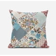 thumbnail image 2 of Arizona Floral Patches Suede Zippered Pillow W Insert in Brown Pink 20 x 20, 2 of 7