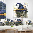 thumbnail image 4 of Designart Halloween Cat and Witch Hat - Contemporary Animal Throw Pillow - 12x20, 4 of 5