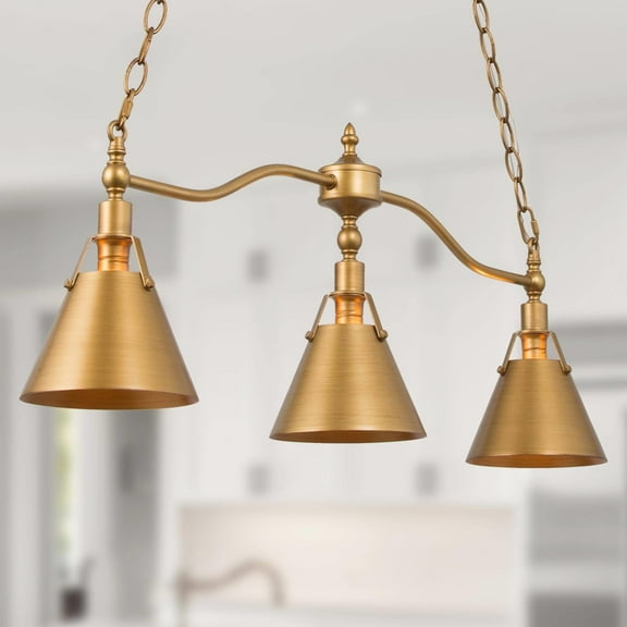 LNC Modern Farmhouse Brushed Gold 3-lights Island Light Chandeliers