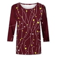 thumbnail image 4 of CHGBMOK Crew Neck T Shirts for Women 3/4 Sleeve Blouses Floral Casual Dressy Tees Loose Basic Tops, 4 of 9
