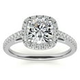 thumbnail image 6 of Solitaire Brilliance 1Ct Cushion Moissanite Engagement Halo Pave Ring 18K White Gold Plated, 6 of 7