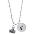 thumbnail image 1 of Delight Jewelry Silvertone LOVE Stamp Silvertone Script Initial Disc - O - Charm Necklace, 20"+3", 1 of 4