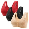 thumbnail image 2 of fheaev 3 Pack Front Closure Bras For Women Plus Size Full Coverage No Underwire Comfort Wireless Snap Closing Convenient Everyday Bra Front Button Bras Middle-Aged Older Women Front Buckle Corset Bra, 2 of 3