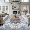 thumbnail image 3 of 5'x7' Area Rugs, Blue Purple Boho Indoor Outdoor Area Rug for Living Room Bedroom, Vintage Abstract Art Floral Ethnic Tribe Washable Bathroom Rugs Kitchen Floor Carpet Mats Home Decor Aesthetic, 3 of 8