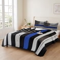 thumbnail image 2 of Full Quilt Set 78''x90'', Blue American Flag Lightweight Bedspread Coverlet Set with 2 Pillow Shams, Black White Stripe US Flag Retro Wooden Breathable All Season Quilt Bedding for Bedroom/Guest Room, 2 of 9