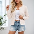 thumbnail image 2 of SGMVNU Cardigan Sweaters for Womens Crew Neck Long Sleeve Lightweight Open Front Sweater 2025 Fall Trendy Knit Tops(Beige, L), 2 of 4