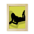 thumbnail image 1 of Yellow LONG HAIR PLUMP mujer Escritorio de madera Arte Pintura 6x8 pulgadas marco de foto foto, 1 of 4