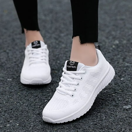 

Women Casual Shoes Breathable Walking Mesh Lace Up Flat Shoes Sneakers Women 2022 Tenis Feminino Pink Black White