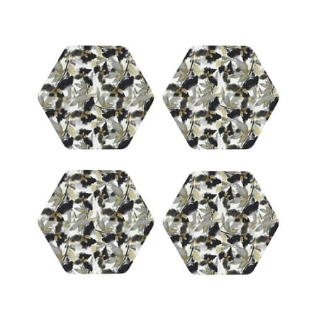 

Pofeuu Abstract Watercolor Print Coasters for Drinks 4Pack PU Leather Coasters Bar Drink Coasters for Tabletop Protection Furniture from Damage-Hexagon