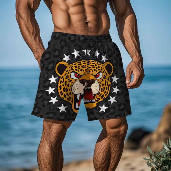 Abomasnow Mens Swim Trunks King Kong Cartoon Graphic Quick Dry Swim Shorts Drawstring Elastic Waist Beach Board Shorts S-5XL