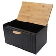thumbnail image 4 of Wooden Bread Box Natural Vintage Heavy Duty Large Capacity Bread Storage Bin for Kitchen Countertop Black, 4 of 6