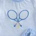 thumbnail image 4 of kpoplk Toddler Baby Boy Summer Clothes Embroiderey Waffle Knit Short Sleeve T-Shirt Tees + Casual Shorts Cute Clothing Set 2-3 Years,Sky Blue, 4 of 6