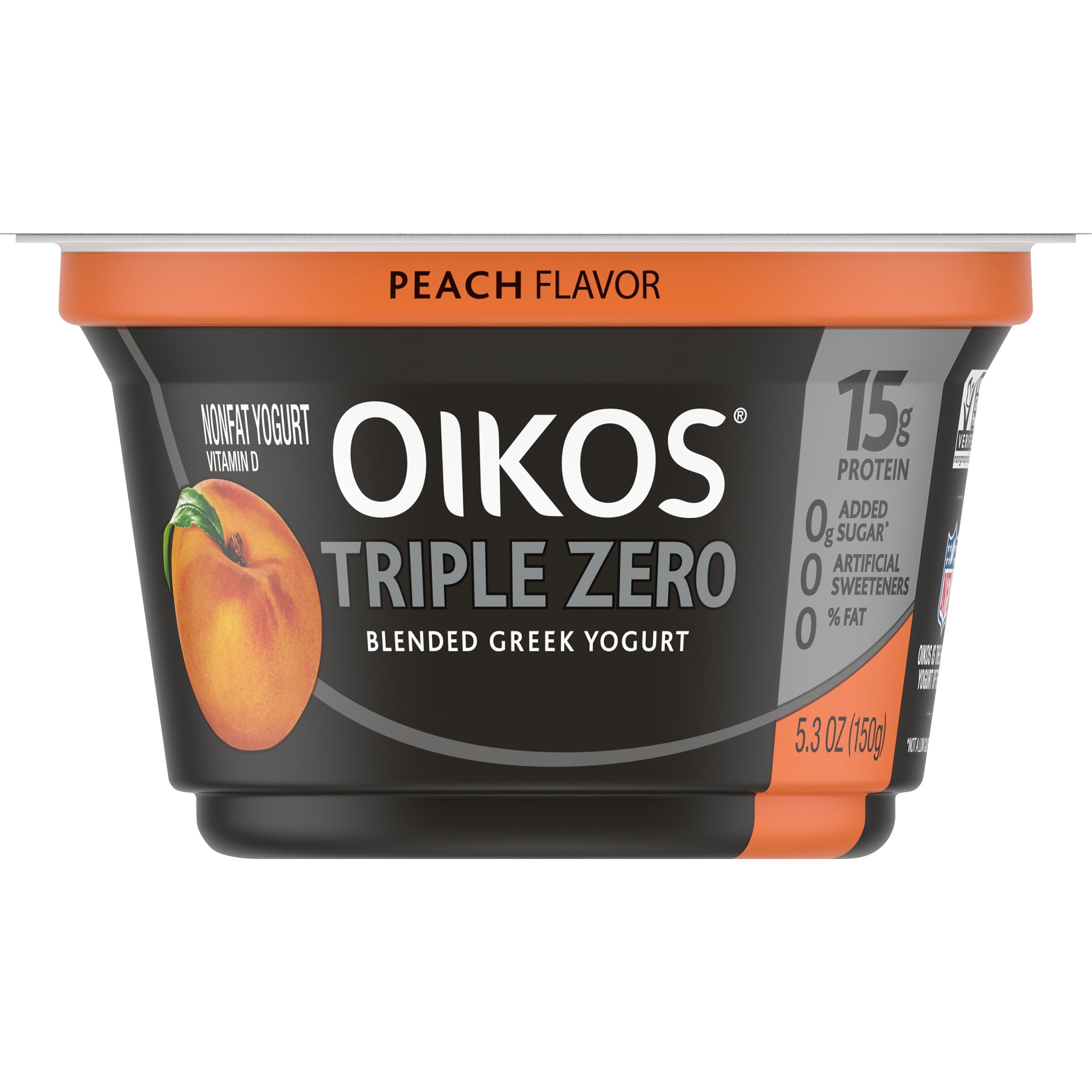 Oikos Triple Zero Peach Greek Yogurt, 5.3 Oz.