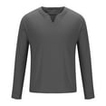 thumbnail image 6 of DeHolifer Mens T-Shirts Solid Color V-Neck Long Sleeve Quick Dry Gym Sport Athletic Blouse Tops Dark Gray L, 6 of 8