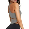 thumbnail image 4 of Bigersell Cropped Tank Tops for Women Wireless Sports Bras T-Back Workout Crop Tops with Built in Bras Comfort Soft Ribbed Padded Running Yoga Bra Athletic Tops Wire-Free Bras Gray M, 4 of 6