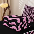 thumbnail image 6 of Homewish Pink Wave Stripes Zipper Queen Comforter Set with Fitted Sheet and 2 Pillowcases,Abstract Modern Zipper Bedding Set,Black Reversible,4pcs, 6 of 8