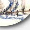 thumbnail image 3 of Designart 'Country Road In Winter Times Landscape I' Traditional Circle Metal Wall Art 23x23 - Disc of 23, 3 of 5