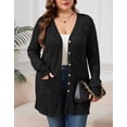 thumbnail image 3 of Cogild Plus Size Women's Long Black Brushed Knit Cardigan – Button-Up Outerwear with Front Pockets XL~5XL, 3 of 8