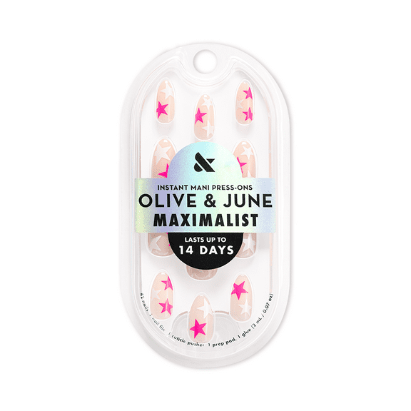 Olive & June Instant Mani Maximalist Medium Almond Press-On Nails, Neon Star, 42 Pieces