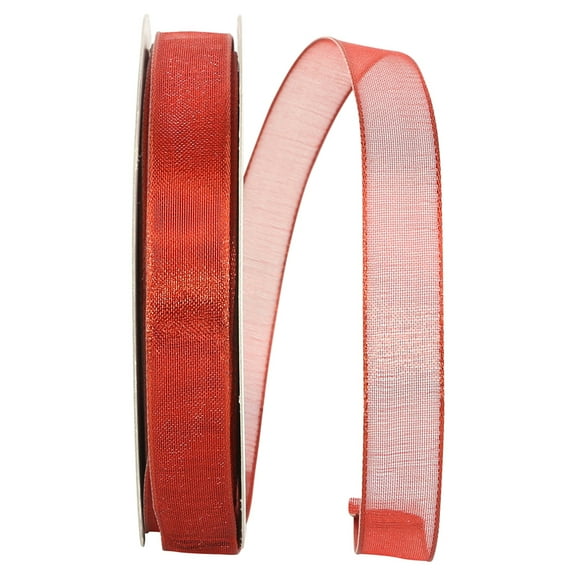 Reliant Ribbon - 60097W-065-03J, Mesh Classic Wired Edge Ribbon, Red, 5/8 Inch, 25 Yards