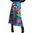 thumbnail image 3 of Women'S Skirt Midi Skirt Tropical Plant Print Pink Zipper A-Line Long Skirts Spring Summer Skirt Floral Blue S, 3 of 9
