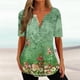 thumbnail image 1 of Puntoco 2024, tops a la moda de verano para mujer, top de manga corta holgado informal con estampado con cuello en V, top/camisa de manga corta con cuello en V, 1 of 5