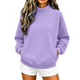 thumbnail image 6 of VJGBEGW Womens Mock Neck Sweatshirt Oversized Pullover Fall Fashion Long Sleeve Tops Purple L, 6 of 9