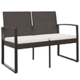 thumbnail image 6 of vidaXL Outdoor Bench 2-Seater Bench with Cushions for Porch Deck PP Rattan, 6 of 23