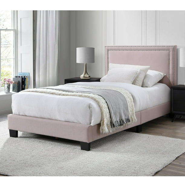 Dg Casa Ocean Upholstered Platform Bed Frame With Nailhead Trim