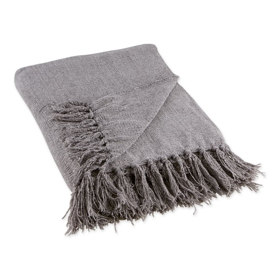 Contemporary Home Living Gray Soft Rectangular Chenille Polyester Decorative Throw 50" x 60"