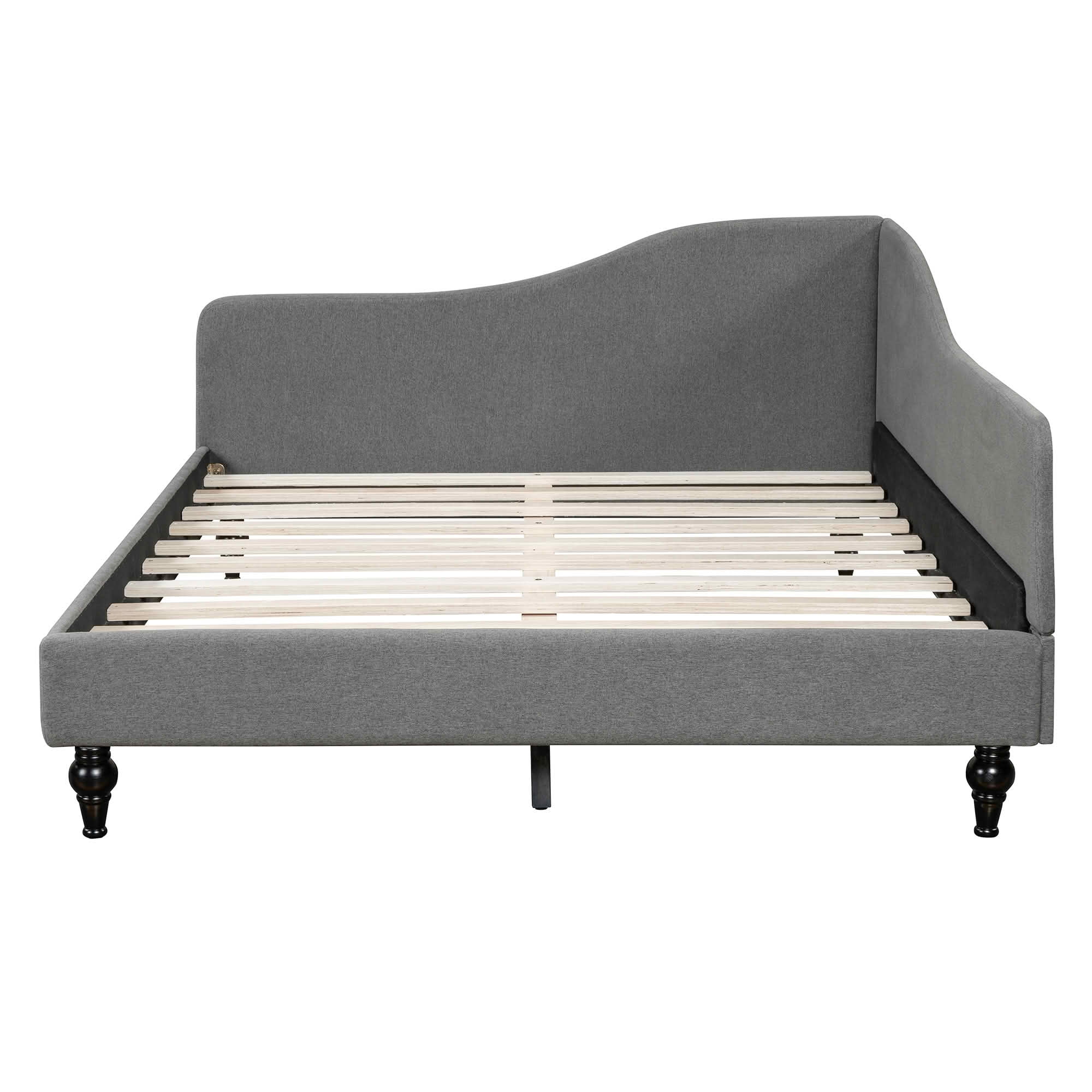MAYEERTY L-Shaped Semi-Enclosed Upholstered Daybed with Solid Wood Legs, Twin & Full Size Available