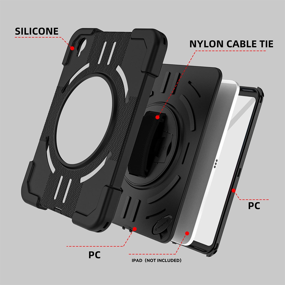 AICase Waterproof Case for iPad(A16) 11th Generation 11 inch 2025 Case Built-in Stand with Screen Protector with Pencil Holder & Shoulder Strap Handle Full-Body Rugged Cover