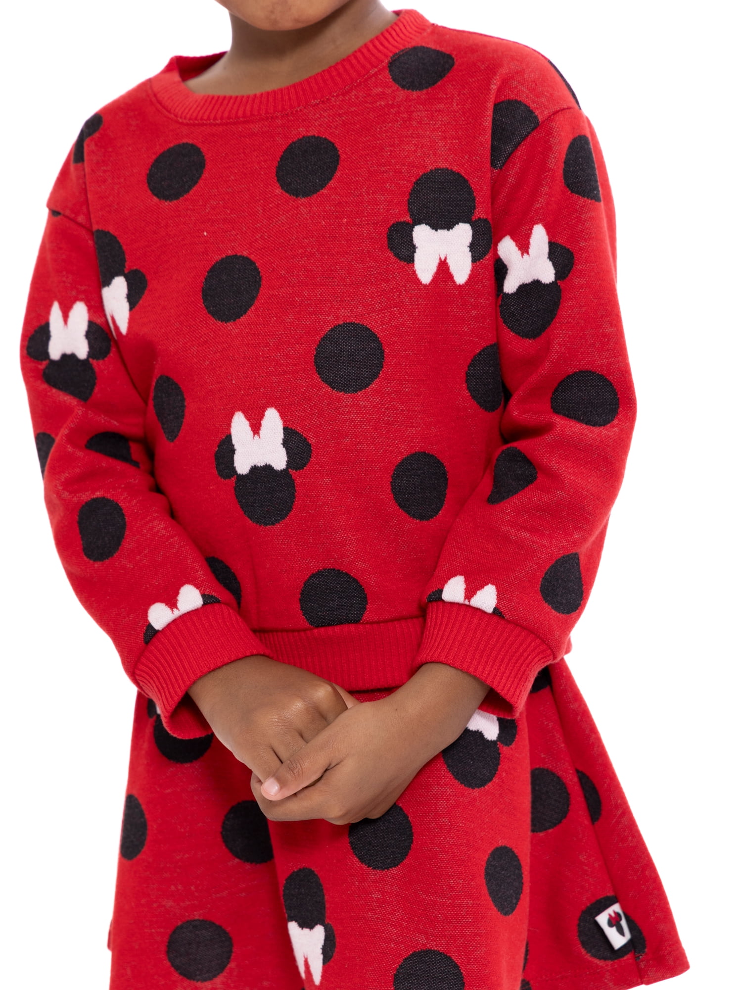 Disney Toddler Girls Minnie Mouse Intarsia Graphic Sweater and Skater Skirt Set, 2-Piece, Sizes 12M-5T