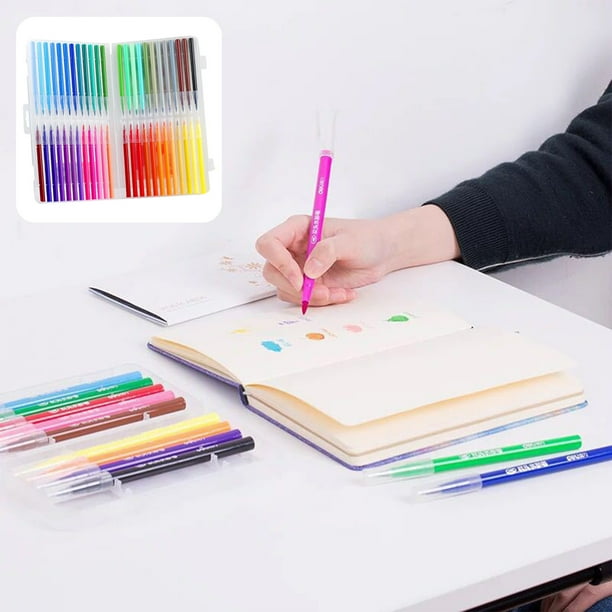 pstuiky Rotuladores de acuarela para efectos de acuarela y caligrafía puntas de pincel de nailon flexibles capacidad de 1,5 ml marcadores de pintura para dibujar escribir en diario y regalar.