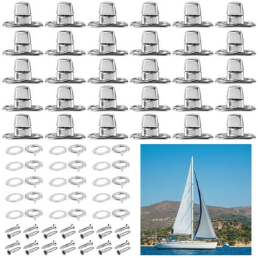 50 Sets Twist Lock Fasteners, Zinc Alloy Turn Buttons with Eyelets, Studs, and Mounting Screws, Rotating Button Fasteners Kit for Canvas Boats, Sailboats, RVs