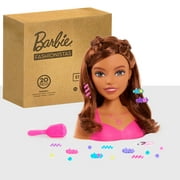 Just Play Barbie Fashionistas 20 Piece Styling Head for Kids, Brown Hair, Preschool Ages 3 up