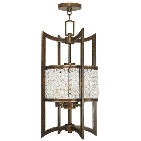

Pendants Porch 4 Light With Clear Crystals Hand Painted Palacial Bronze Finish size 12 in 240 Watts - World of Crystal