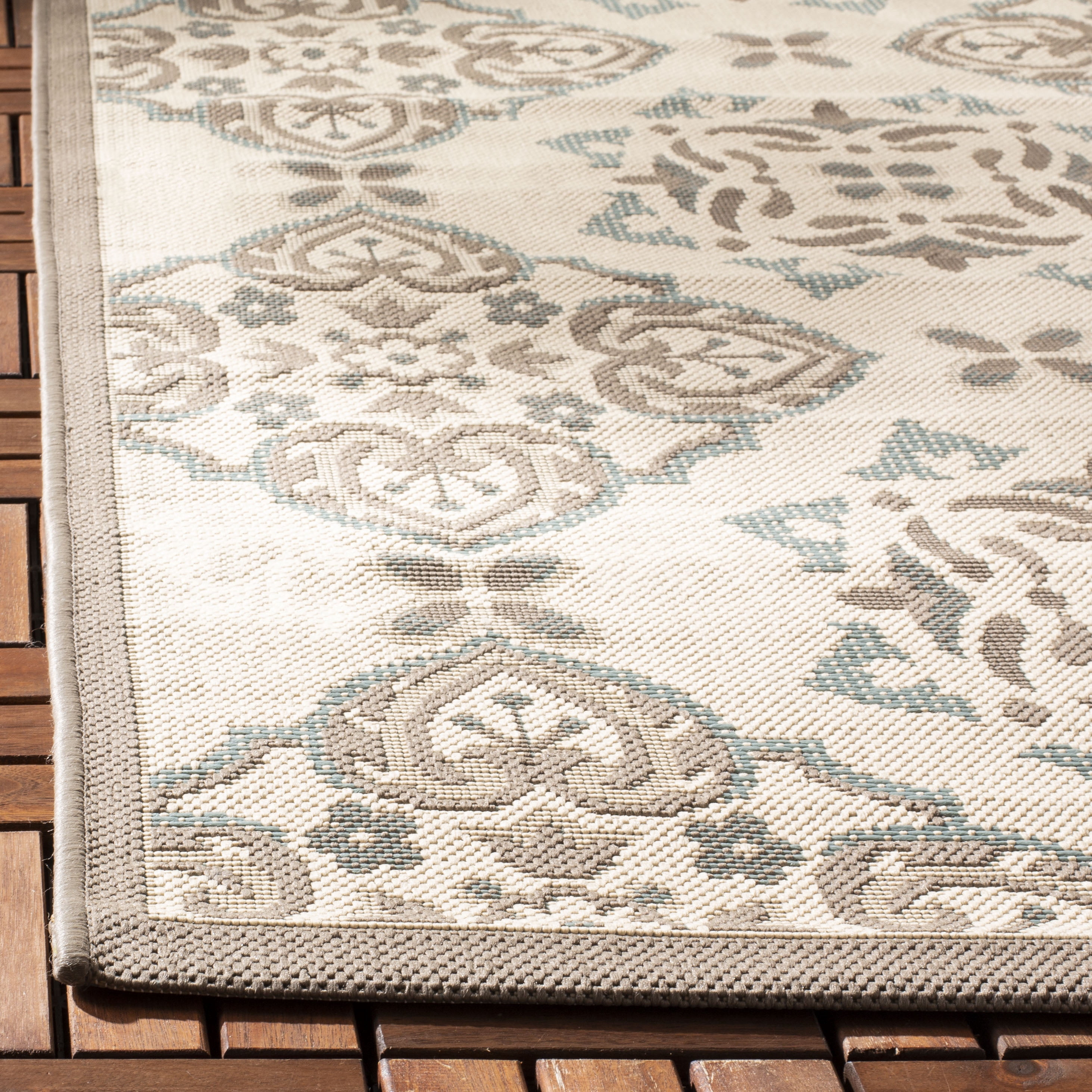 Safavieh Courtyard Louis Geometric Indoor/Outdoor Area Rug, Beige/Dark Beige, 4' x 5'7"