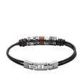 thumbnail image 1 of Pulsera Fossil JF84196040 de piel negra con cuentas de 21,5 cm, 1 of 3