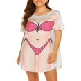 thumbnail image 2 of MesaSe Paréo de Bain pour Femmes, T-Shirt de Couverture de Maillot de Bain Amusant Imprimé pour Bikini, Robe de Femme, Tenue Amusante pour Fête à la Plage, 2 of 6