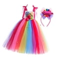 thumbnail image 3 of Vestido de tul para niñas con diadema colorido vestido de princesa, 3 of 8
