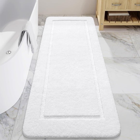 Alfombra de baño LOCHAS, larga, 60 x 180 cm, antideslizante, color blanco